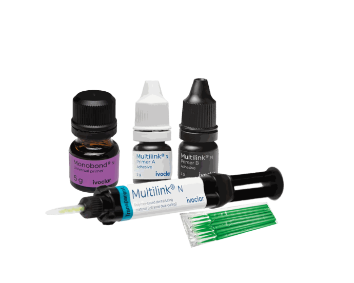 KIT MULTILINK N TRANSPARENTE CON PRIMER A Y B DE 3G. KIT IVOCLAR REF. 632321NN, 632198AN, 632319AN, 642967AN